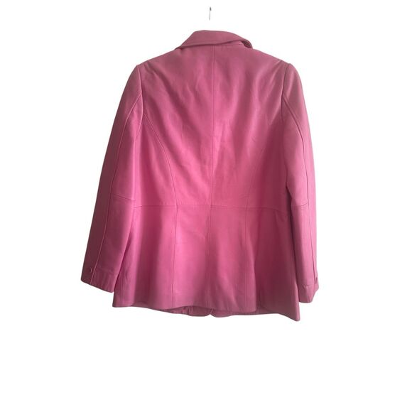 Nordstrom Pink Lambskin Leather Buttery SOFT Blazer Coat Size Petite Large - Picture 2 of 8